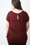 Side Cinched Scoop Neck Dolman Sleeves Top