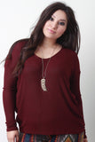 Ribbed Knit Scoop Neck Long Dolman Sleeves Top