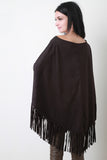 Faux Suede Fringe Poncho