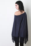 Faux Suede Fringe Poncho