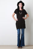 Short Sleeve Boat Neck Long Tee