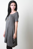 Short Sleeve Boat Neck Long Tee