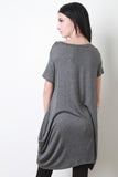 Short Sleeve Boat Neck Long Tee