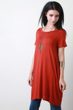 Short Sleeve Boat Neck Long Tee