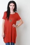 Short Sleeve Boat Neck Long Tee