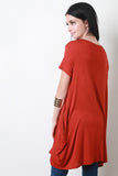 Short Sleeve Boat Neck Long Tee