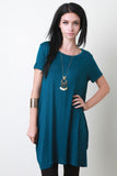 Short Sleeve Boat Neck Long Tee