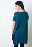 Short Sleeve Boat Neck Long Tee