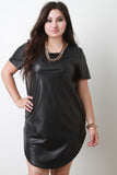 Chain Necklace Vegan Leather T-Shirt Dress