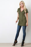 Lace Up Vegan Suede Round Hem Top