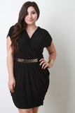 Ruched Surplice Dress With Belt