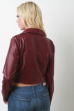 Vegan Leather Cropped Moto Jacket