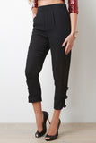 Belted Legs Chiffon Capri Pants