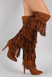 Fringe All Around Over-the-Knee Stiletto Boots