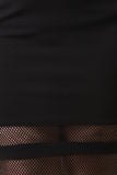 Mesh Panel Crepe Pencil Skirt