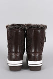 Faux Fur Cuff Lace Up Quilted Nylon Boots