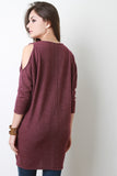 Cold Shoulder Dolman Sleeve Fleece Top