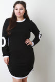 O Patch Trim Long Sleeve Dress