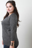 Metallic Knit V-Neck Long Sleeves Fitted Sweater Top