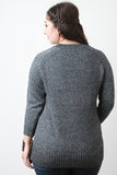 Metallic Knit V-Neck Long Sleeves Fitted Sweater Top