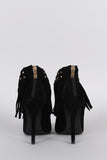 Studded Fringe Ankle Cuff Pointy Toe Stiletto Pump