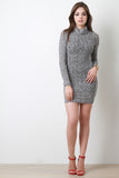 Marled Knit Turtleneck Mini Dress