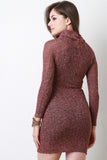 Marled Knit Turtleneck Mini Dress