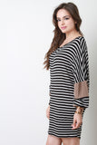 Striped Dolman Sleeve Tunic Dress