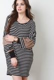 Striped Dolman Sleeve Tunic Dress