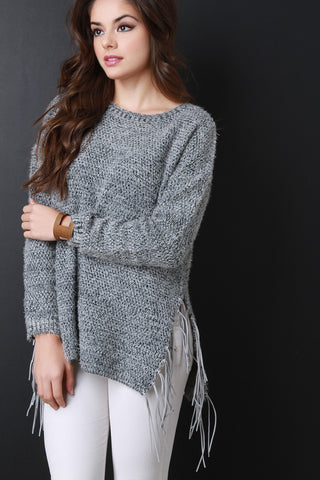 Fringe Side Knitted Sweater