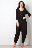 Quarter Sleeves Draping Sides Jumpsuit