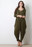 Quarter Sleeves Draping Sides Jumpsuit