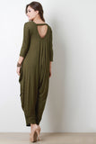 Quarter Sleeves Draping Sides Jumpsuit