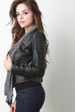 Knit Accent Vegan Leather Jacket