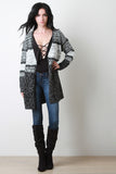 Melange Thick Knit Open Front Cardigan