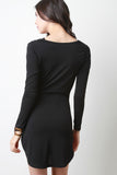 Cowl Neck Long Sleeve Bodycon Mini Dress