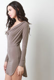 Cowl Neck Long Sleeve Bodycon Mini Dress