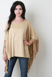 Vegan Suede Fringe Poncho