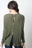 Loose Knit Button-Up Back Top