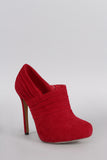 Liliana Suede Pleated Almond Toe Heeled Booties