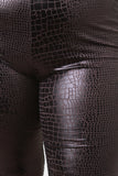 Smocked Sides Snake Vegan Leather Leggings