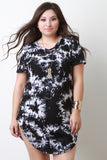 Tie Dye Zipper Short Sleeves Tee Dress