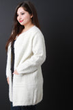 Plush Metallic Knit Pocket Cardigan