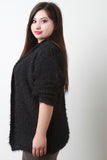 Plush Knit Open Flap Collar Cardigan