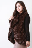 Striped Texture Faux Fur Vest