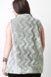 Striped Texture Faux Fur Vest