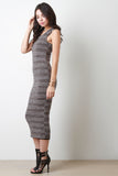 Striped And Mesh Reversible Tank Midi Dress