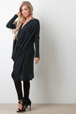 Marled Knit Twisted Long Dolman Sleeves Longline Cardigan