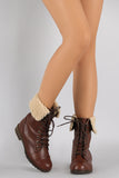 Dollhouse Shearling Cuff Combat Lug Booties