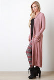 Ribbed Knit Floor Swept Cardigan